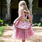 SAMPLE SALE! Flower Girls Short Satin Tutu Dress Gold Sequin Bow