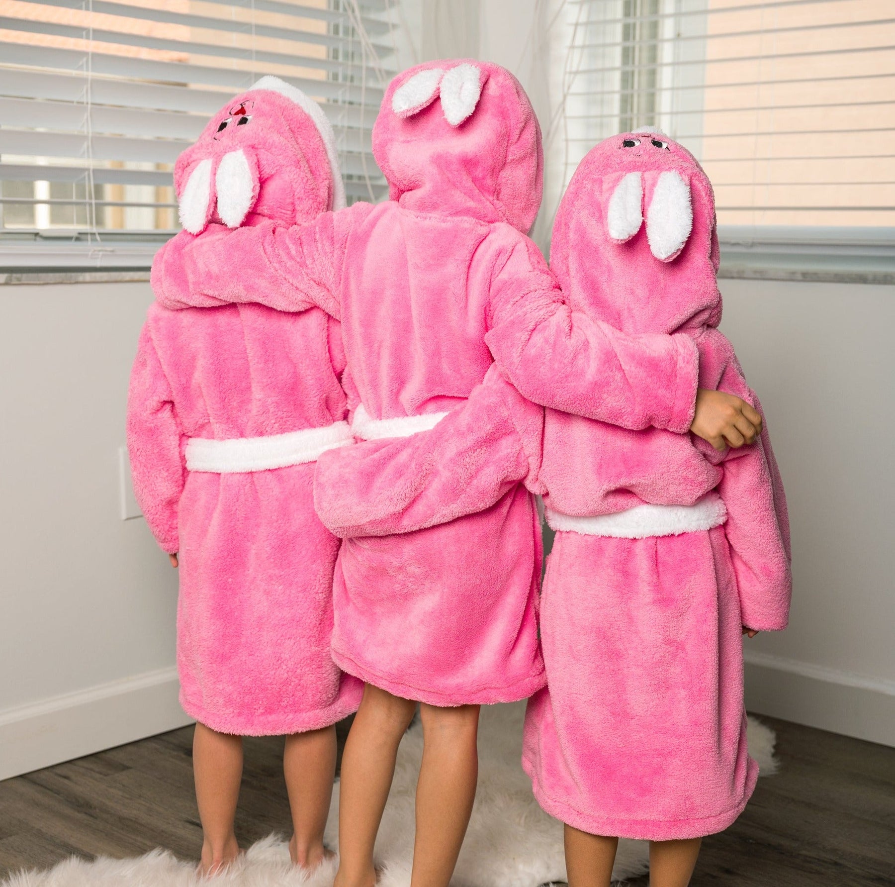 Rabbit Plush Bathrobes for Kids, Personalized Hooded Kids Bathrobes