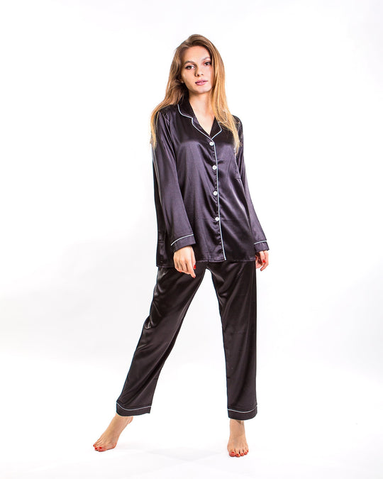 Customized Bridesmaid Satin Pajama Sets Long Sleeves+Pants -