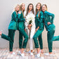 Satin Pajama Sets Long Sleeves +Pants Customized Bridesmaid 
