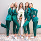 Satin Pajama Sets Long Sleeves +Pants Customized Bridesmaid 