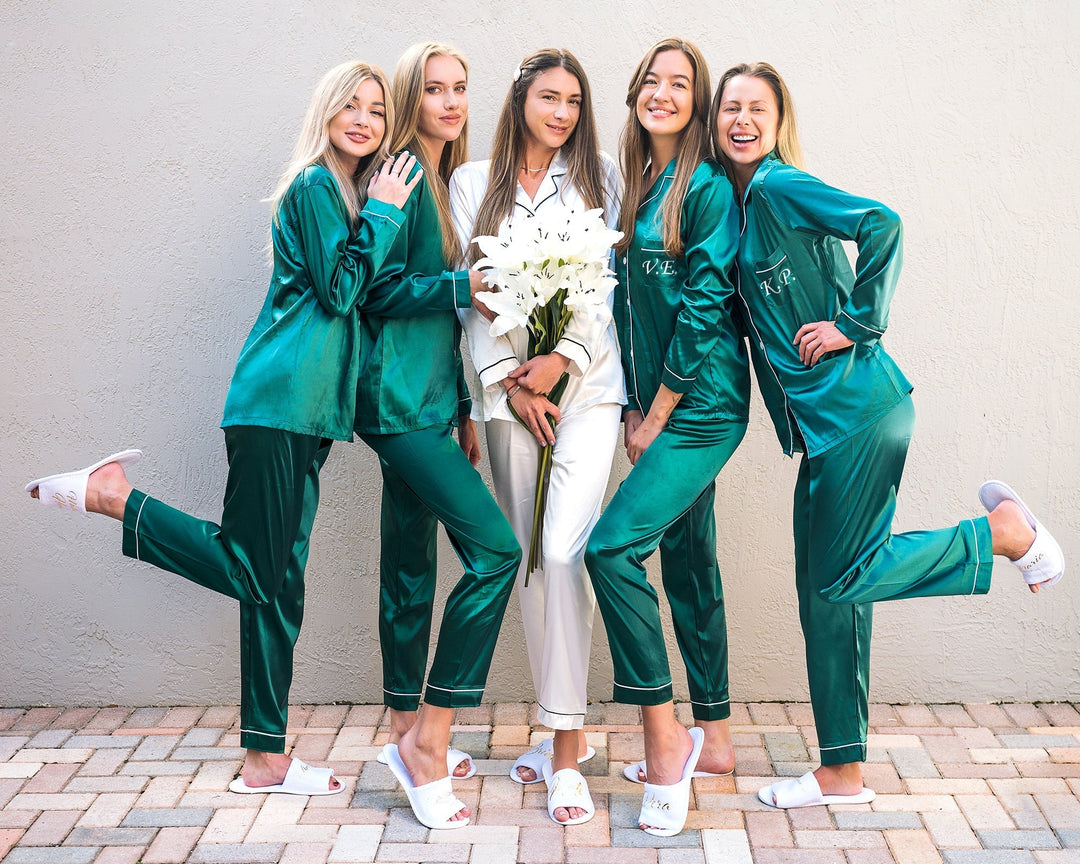 Emerald Green Pajama Set, Holiday Pjs, Christmas Gift, Bridesmaid