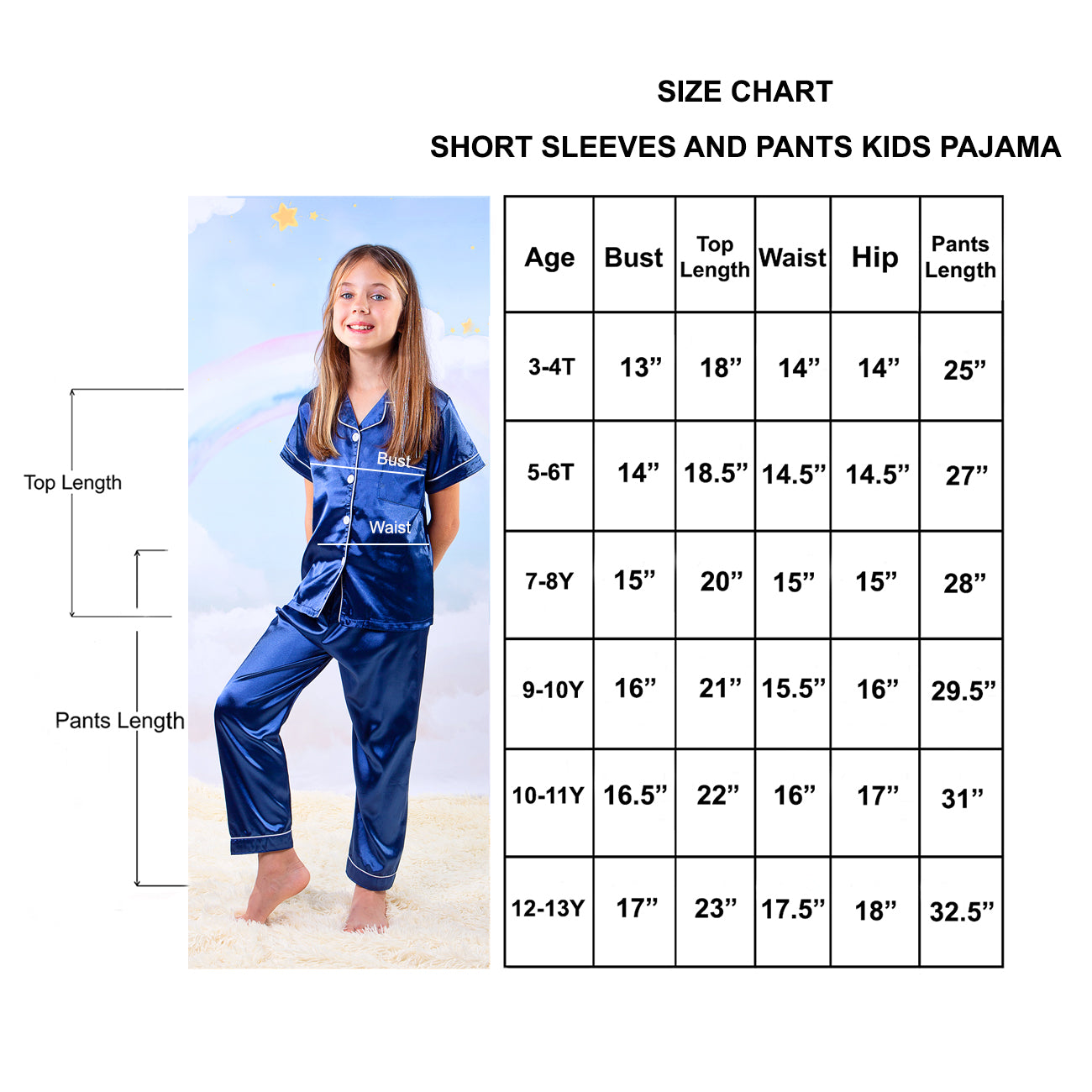 Family Matching Satin Pajama Sets Short Sleeves + Pants
