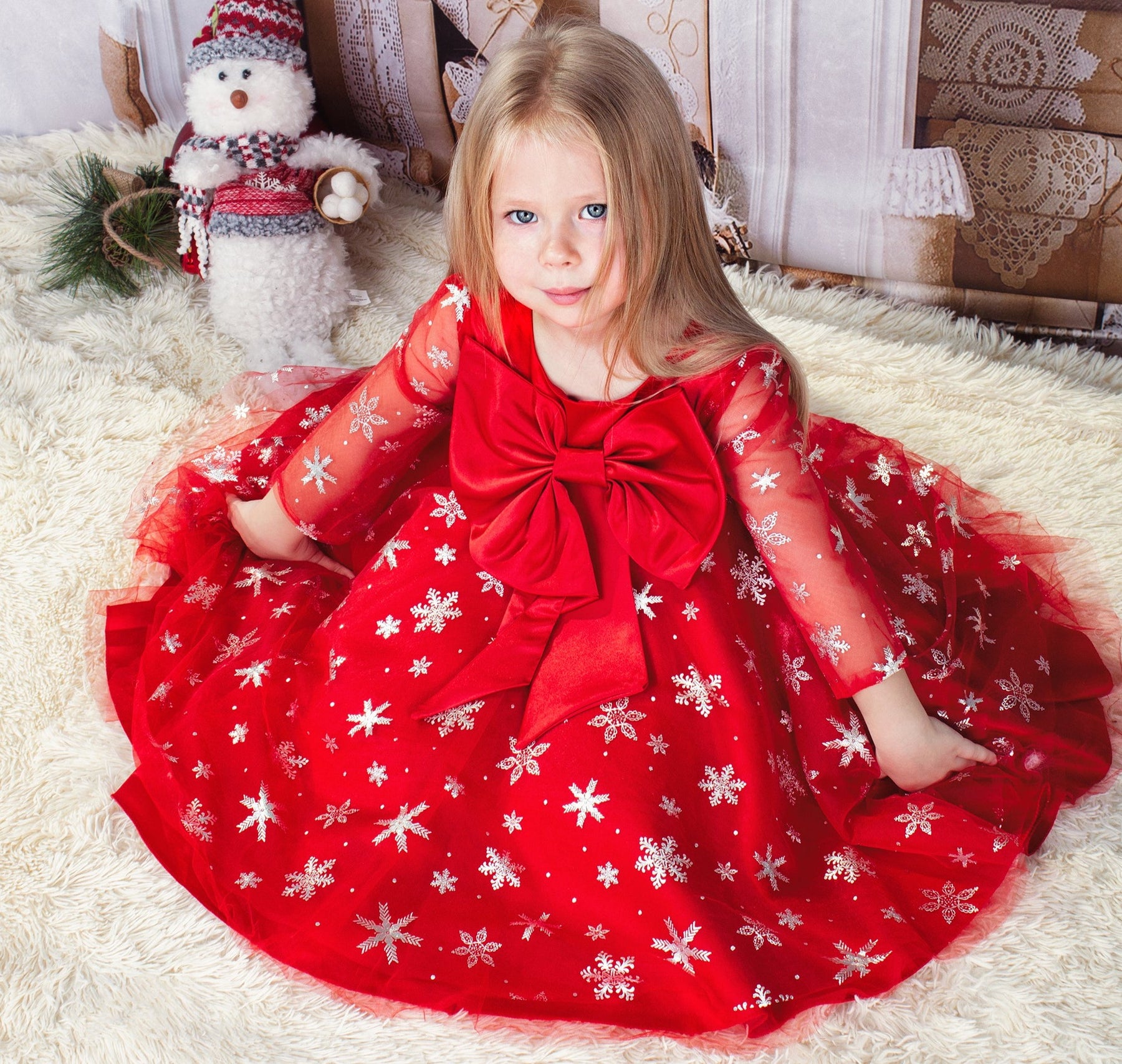 Christmas Snowflakes Tutu Dress Toddler Girl Christmas Gift For Girl Red Sequin Dress Tutu Skirt Christmas Holiday, 6-9MON