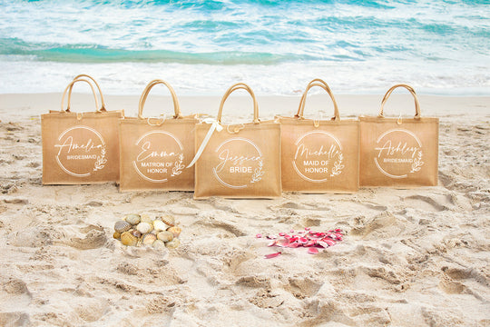 Customized Bachelorette Beach Tote Bags for Bridesmaids style3