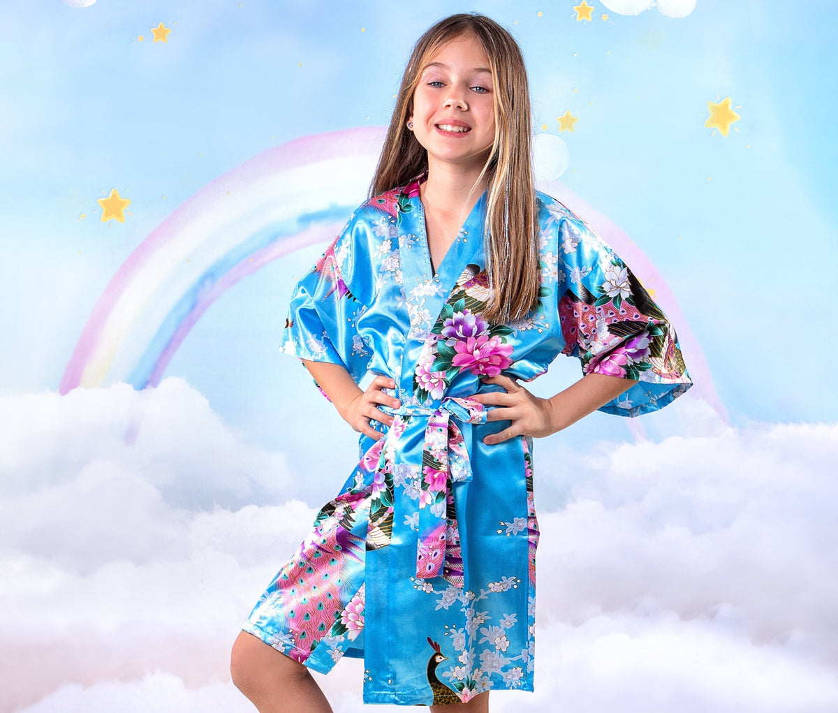 Set of 13 Kids Floral Peacock Satin Robes – Sunny Boutique Miami