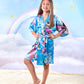 Set of 10 Kids Floral Peacock Satin Robes