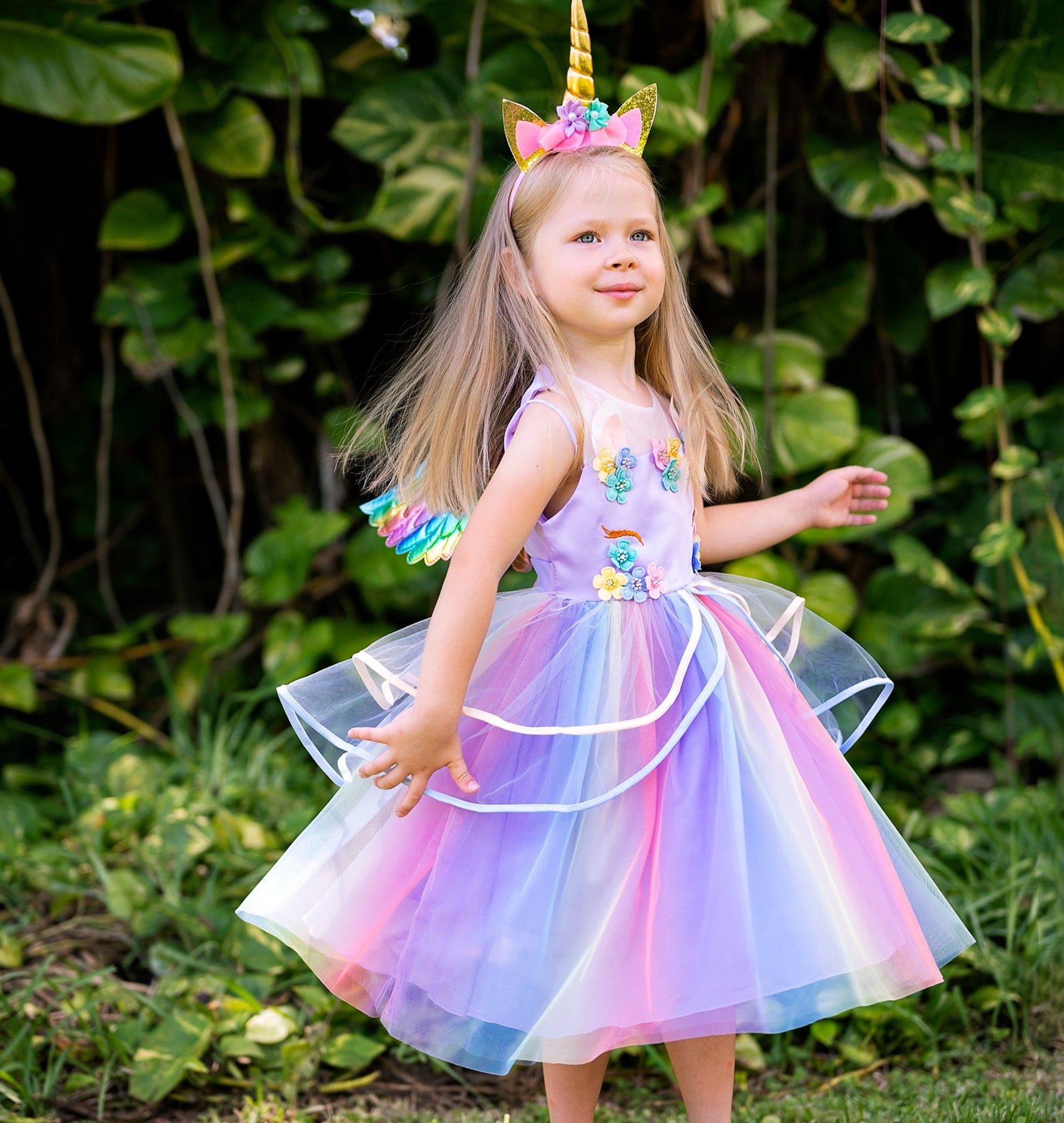 Unicorn Rainbow Girl Tutu Dress Set