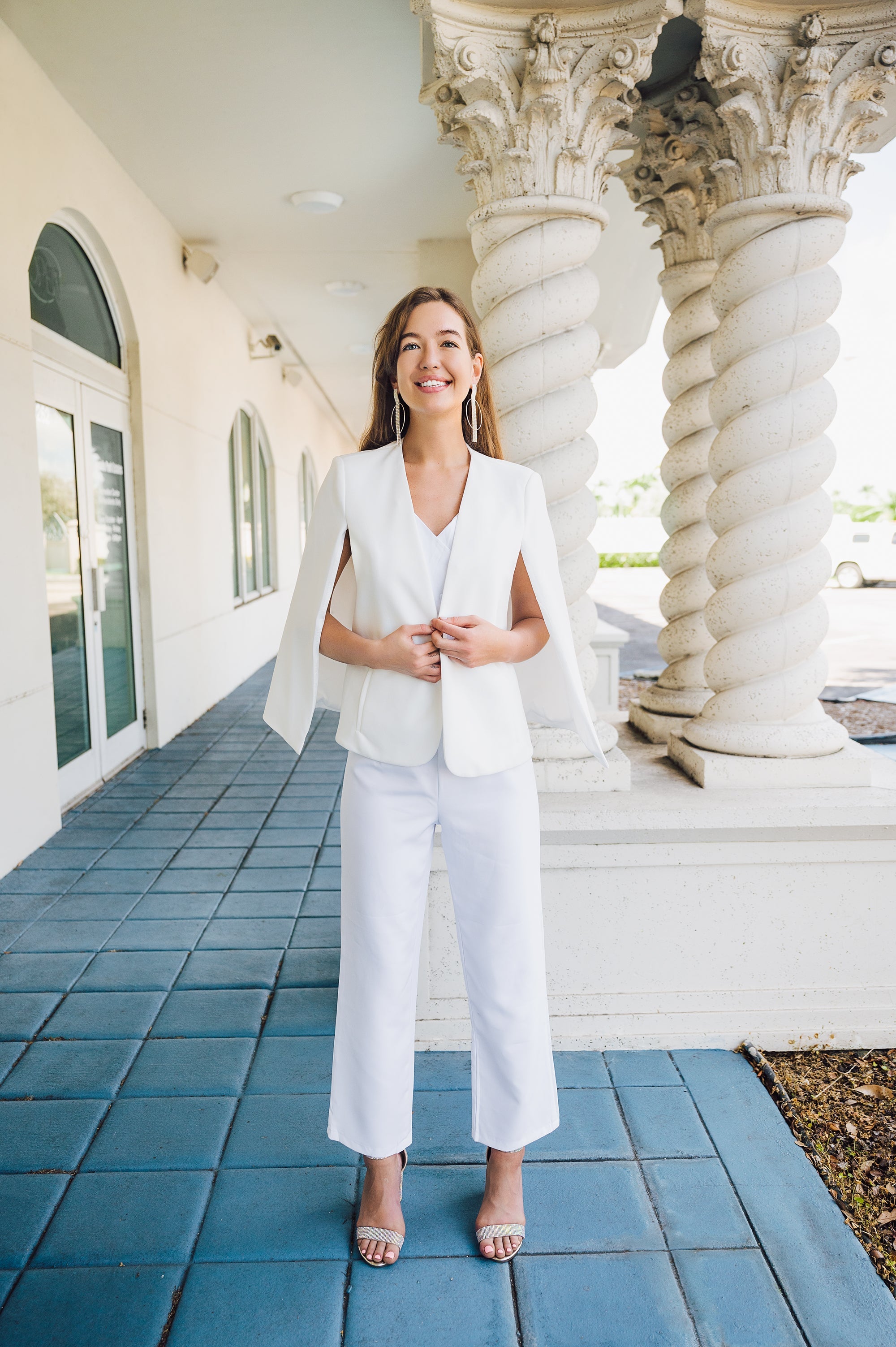 White hot sale blazer cape