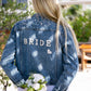 Wedding Denim Jacket with Pearls Letters - Custom jackets