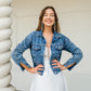 Wedding Denim Jacket with Rhinestone Heart - Custom jackets