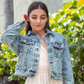 Wedding Denim Jacket with Rhinestone Heart - Custom jackets
