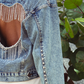 Wedding Denim Jacket with Rhinestone Heart - Custom jackets