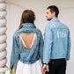 Wedding Denim Jacket with Rhinestone Heart - Custom jackets