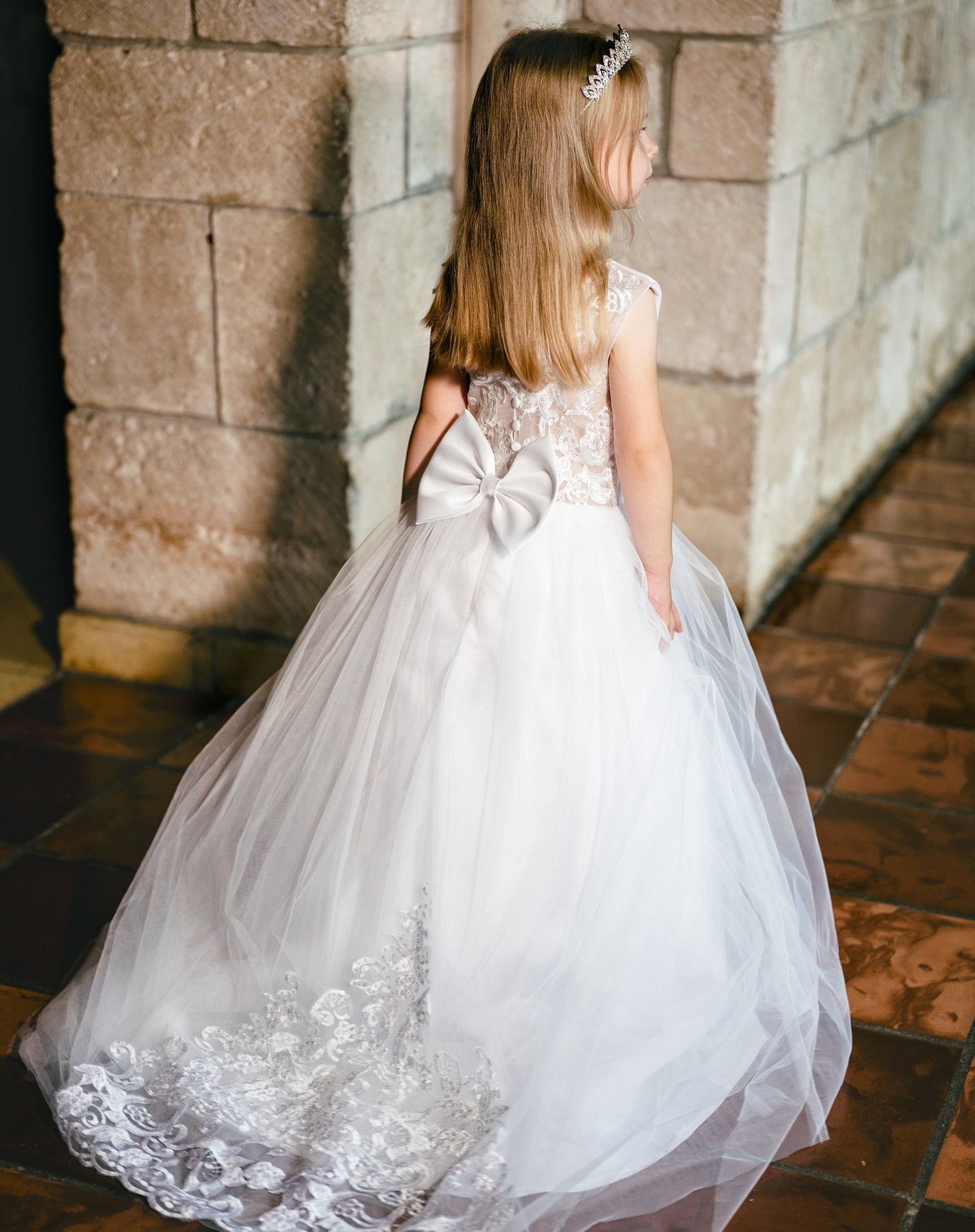 SAMPLE SALE! Flower Girls Lace Dresses A Line With Buttons