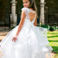 Flower Girls Lace Layered Heart Open Back Dress