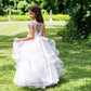 Flower Girls Lace Layered Heart Open Back Dress
