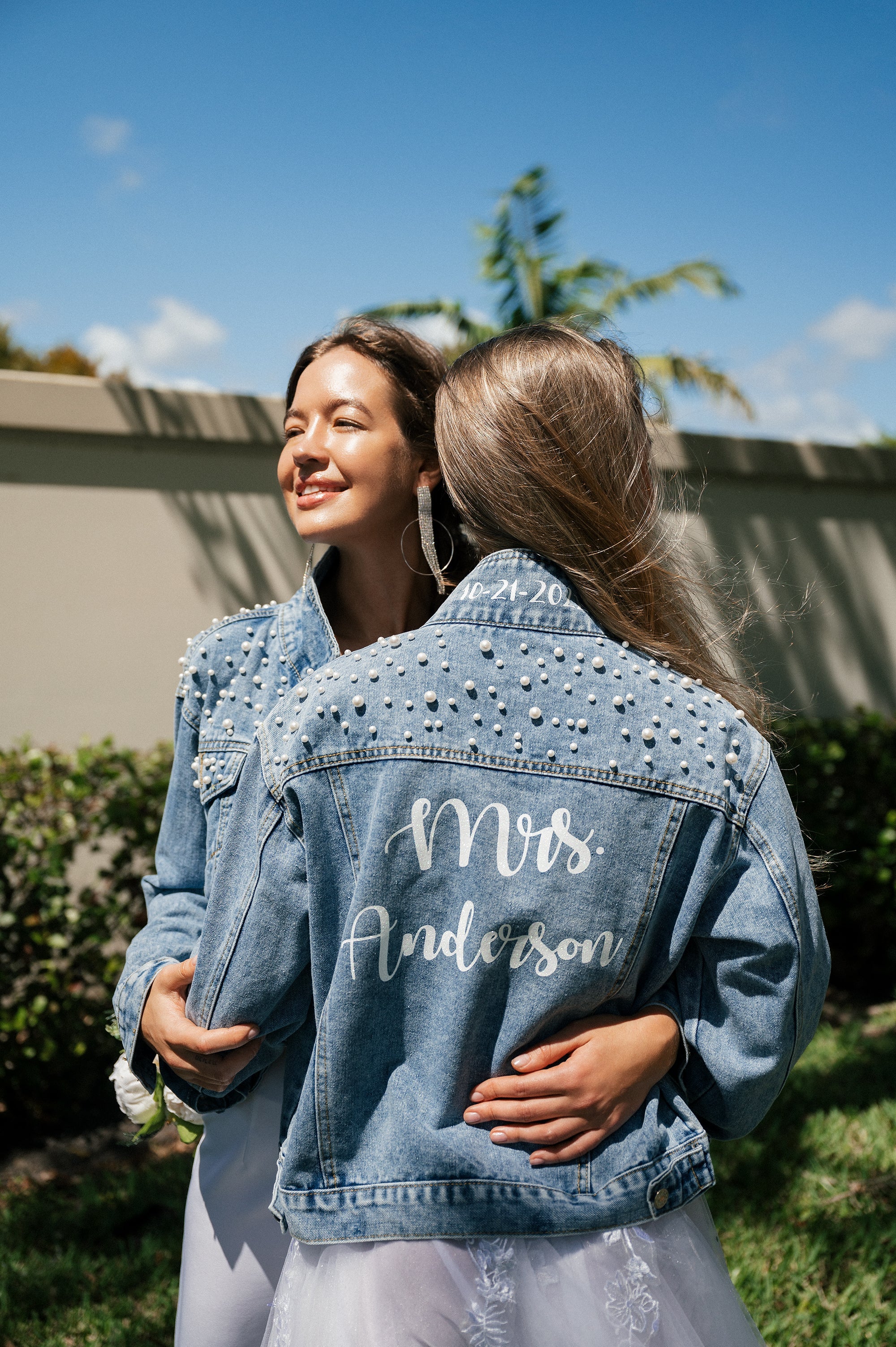 Denim jackets with clearance pearls