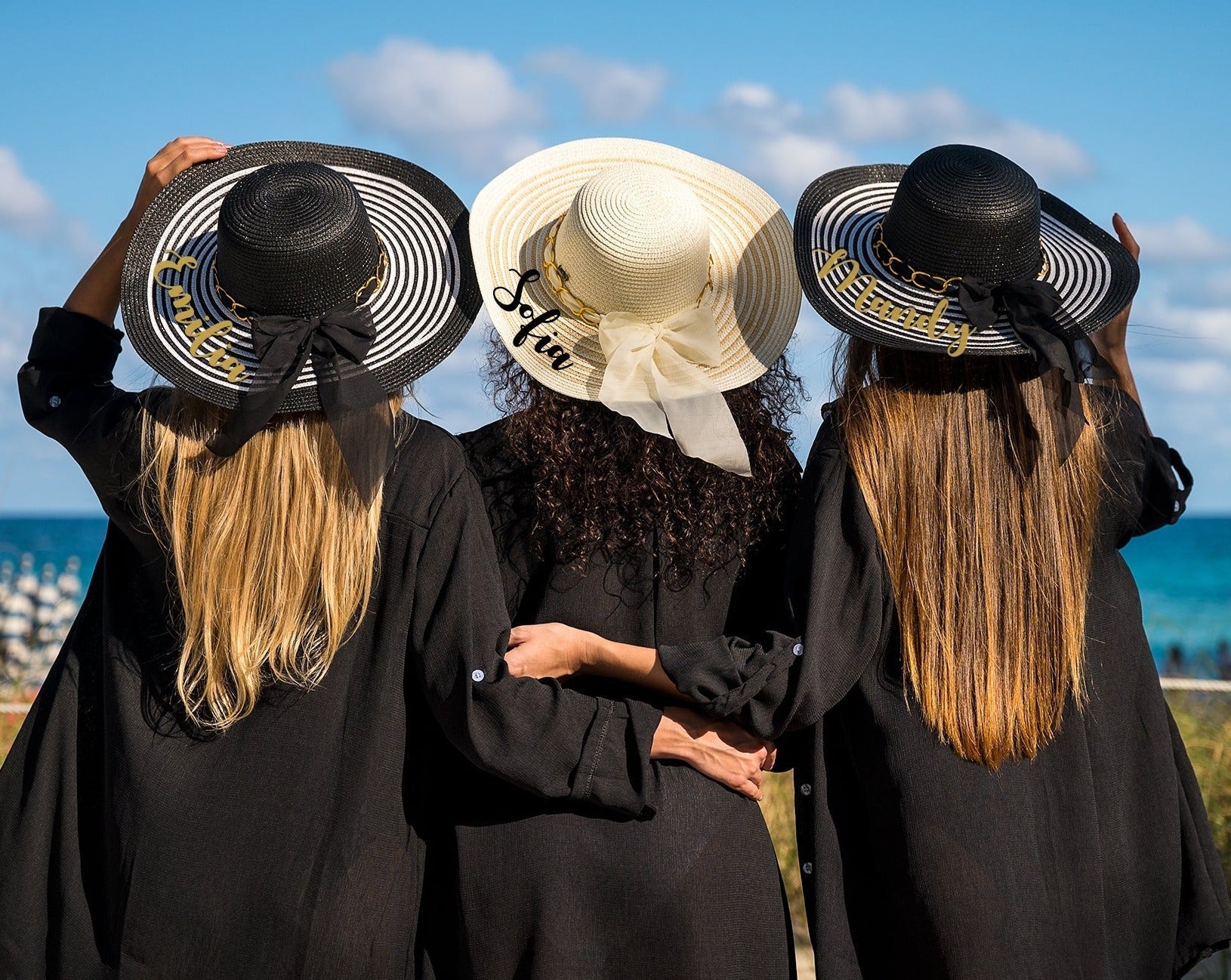 Women’s Striped Sun Hat with Bow - Floppy Sun Hats