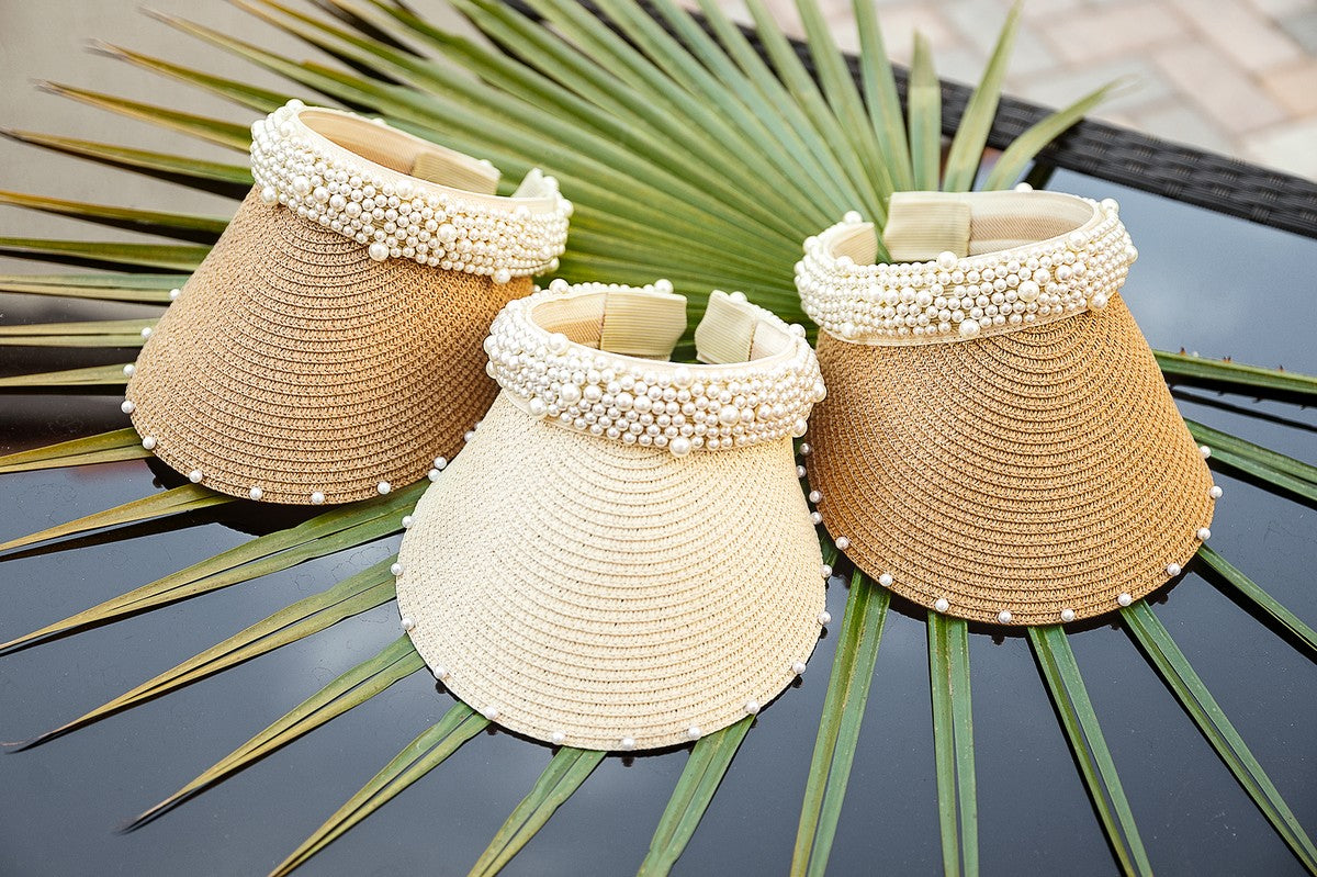 Women’s Sun Visors with Pearls - Sun Visors