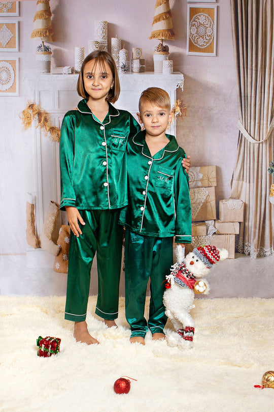 Xmas Satin Customized Family Matching Pajamas L+L – Sunny Boutique