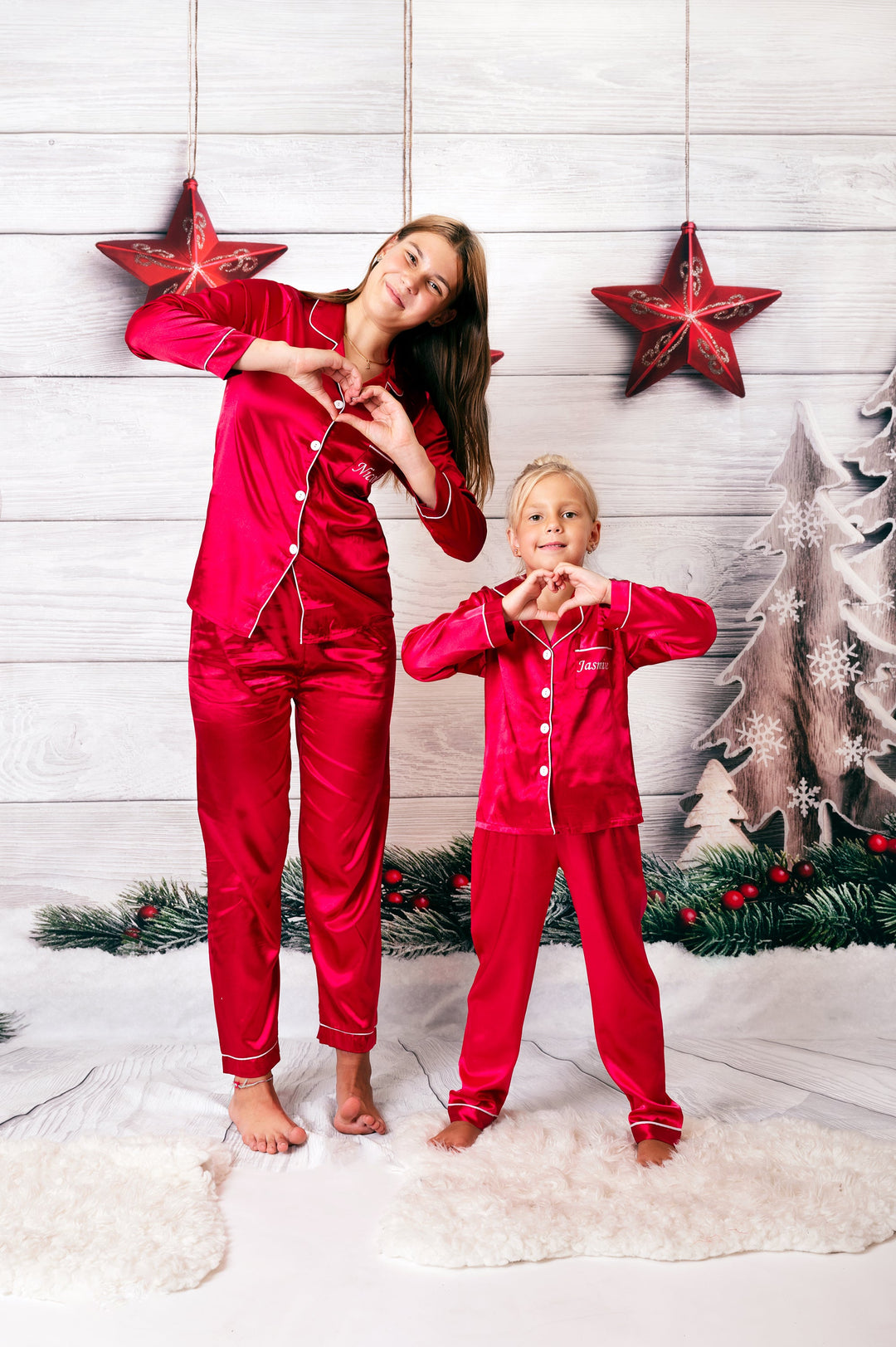 Xmas Satin Customized Family Matching Pajamas L+L – Sunny Boutique Miami